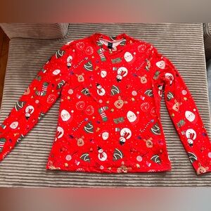 SHEIN Red Christmas Print Long Sleeve Top